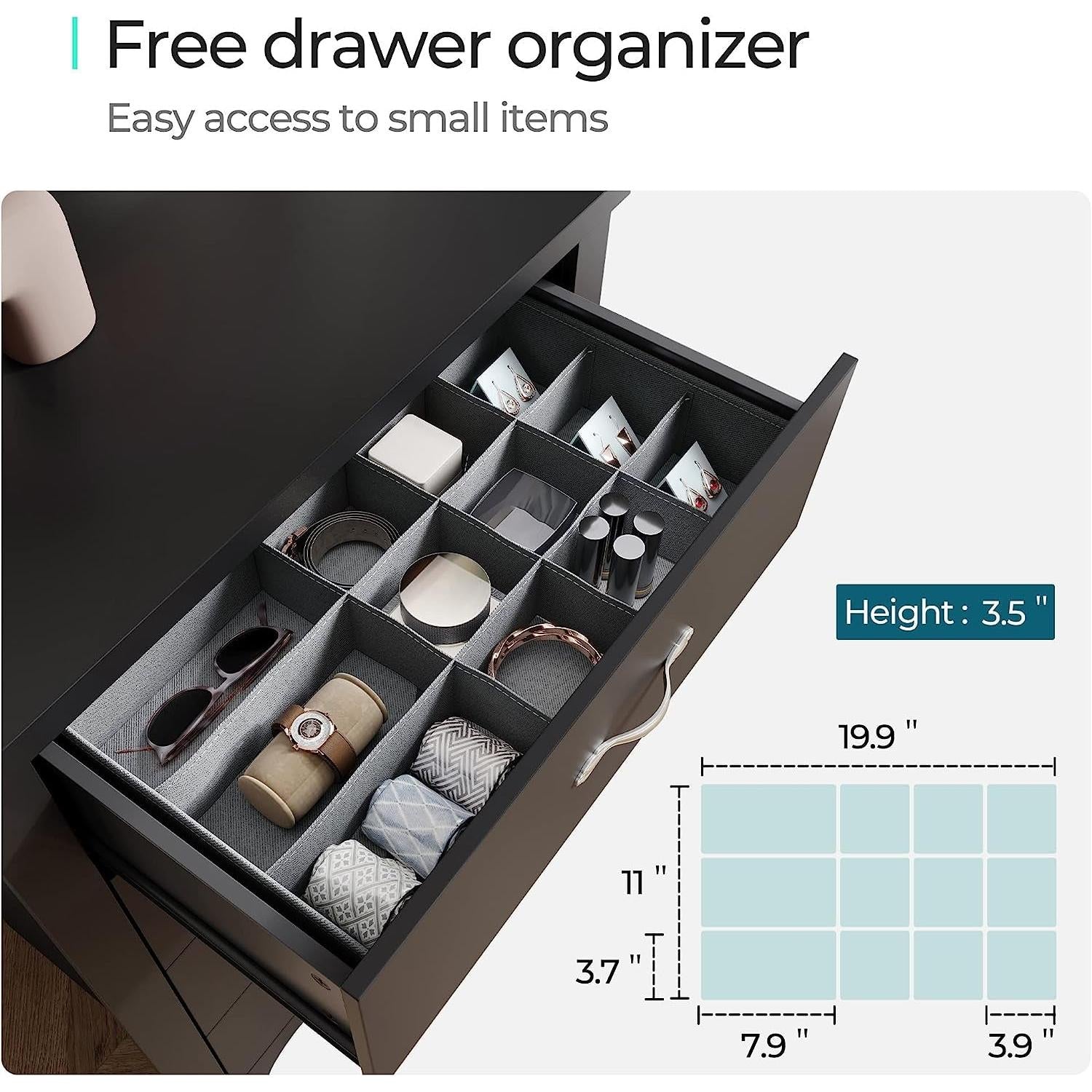 Black 5 Drawer Dresser for Nursery Organization Storage