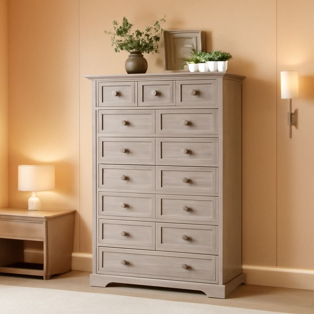 Black 51In Farmhouse Dresser Storage Organization Drawers