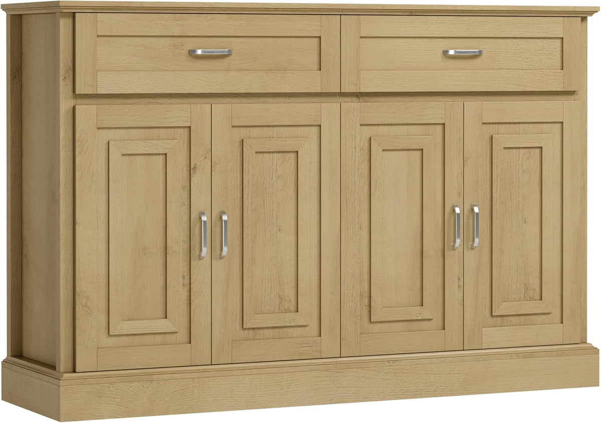Black 55 Inch Farmhouse Buffet Cabinet With Storage Drawers