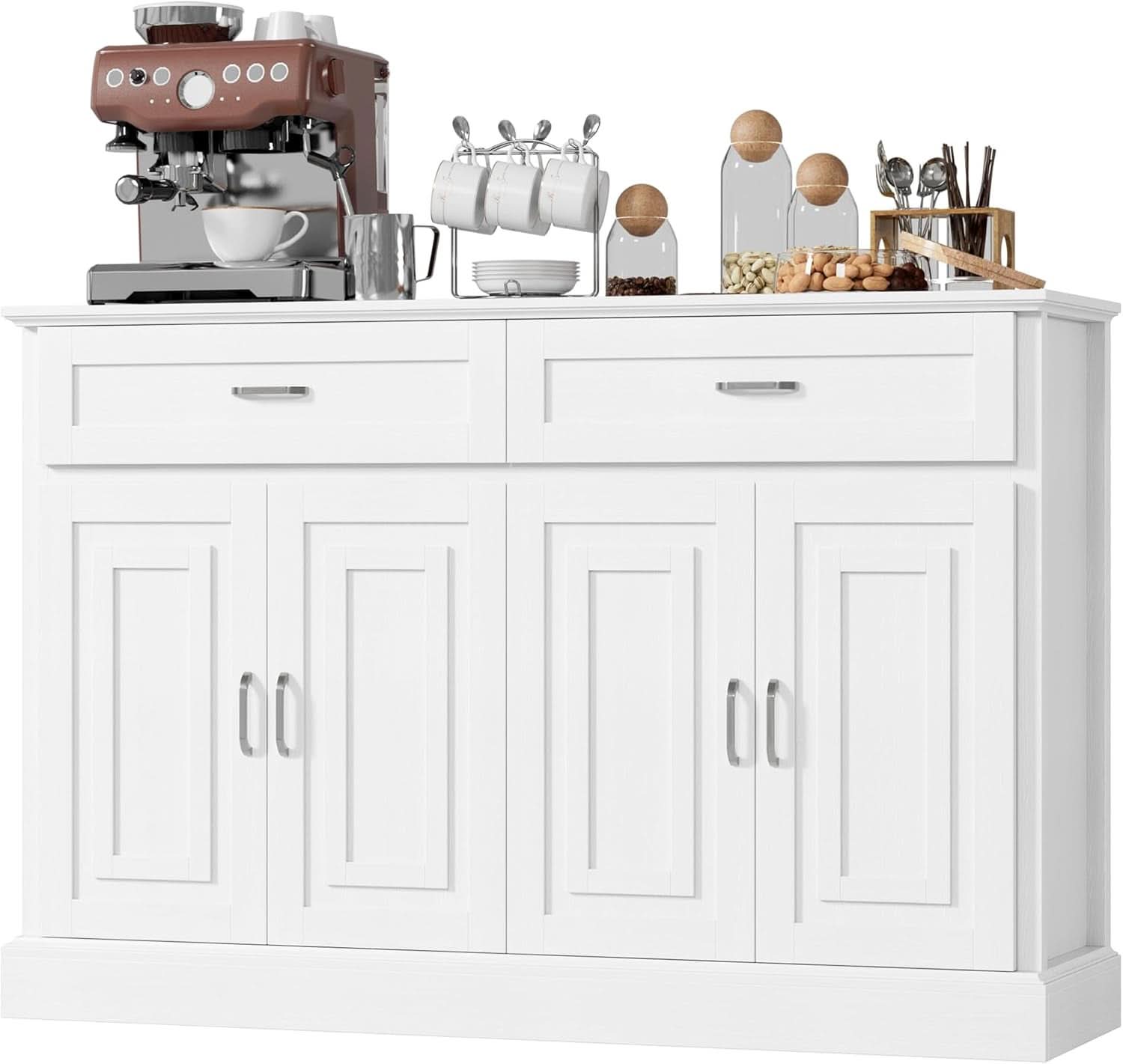 Black 55 Inch Farmhouse Buffet Cabinet With Storage Drawers