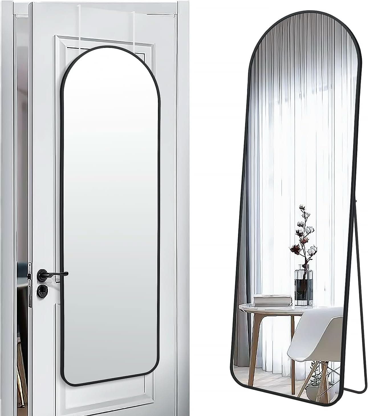 Black 57 Inch Full Length Arch Mirror For Entryway