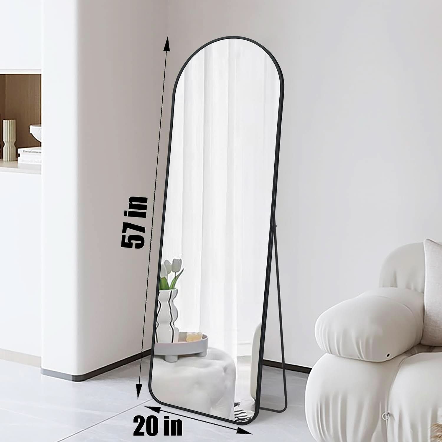 Black 57 Inch Full Length Arch Mirror For Entryway