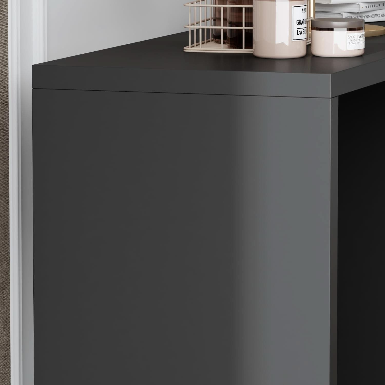 Black 6 Drawer Dresser With Rotatable Extendable Tabletop