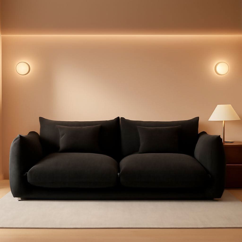 Black 75 Inch Modular Sectional Sofa For Small Rooms
