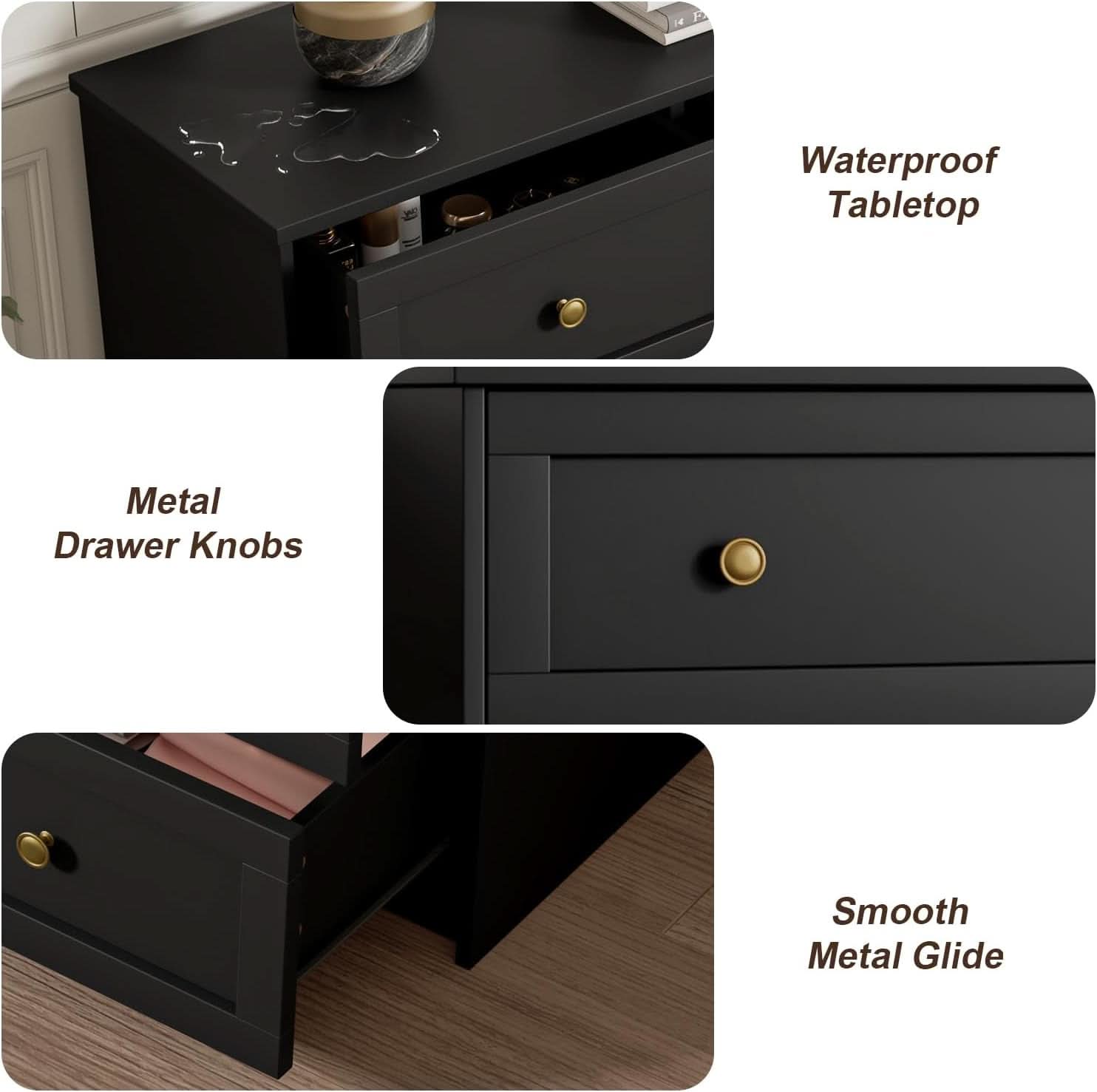 Black 8-Drawer Dresser 55-Inch Extra-Large Storage Unit