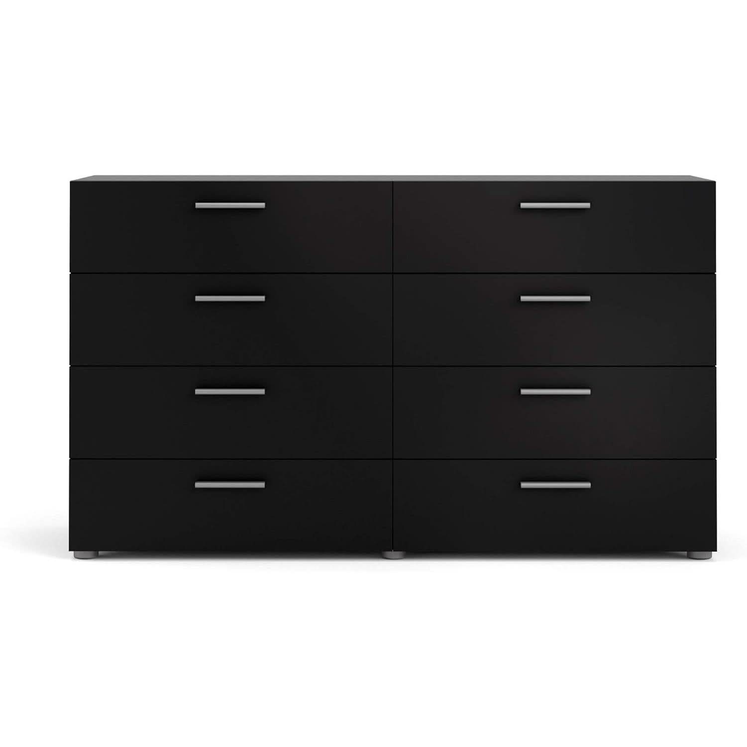 Black 8 Drawer Dresser For Bedroom With Compact Storage