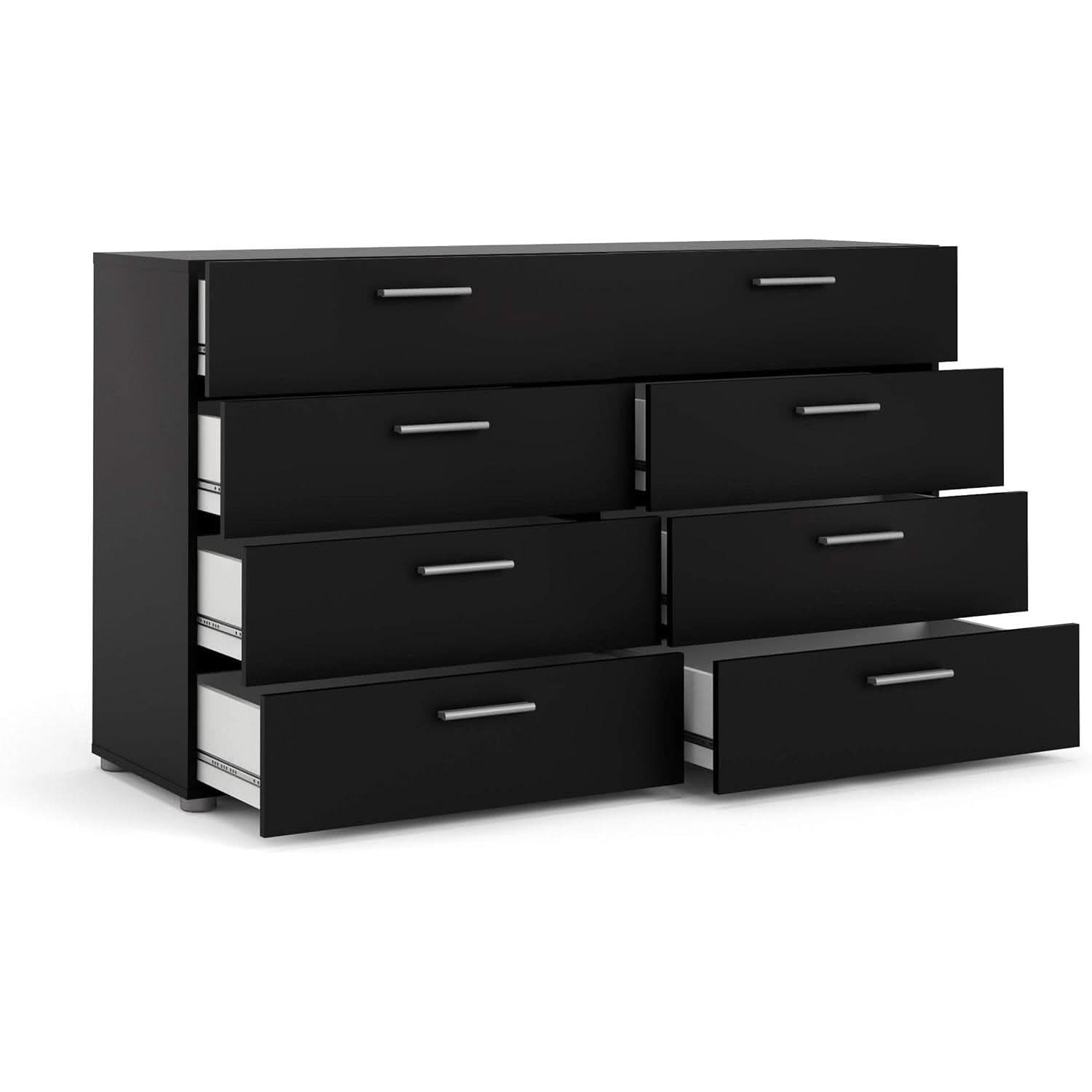 Black 8 Drawer Dresser For Bedroom With Compact Storage