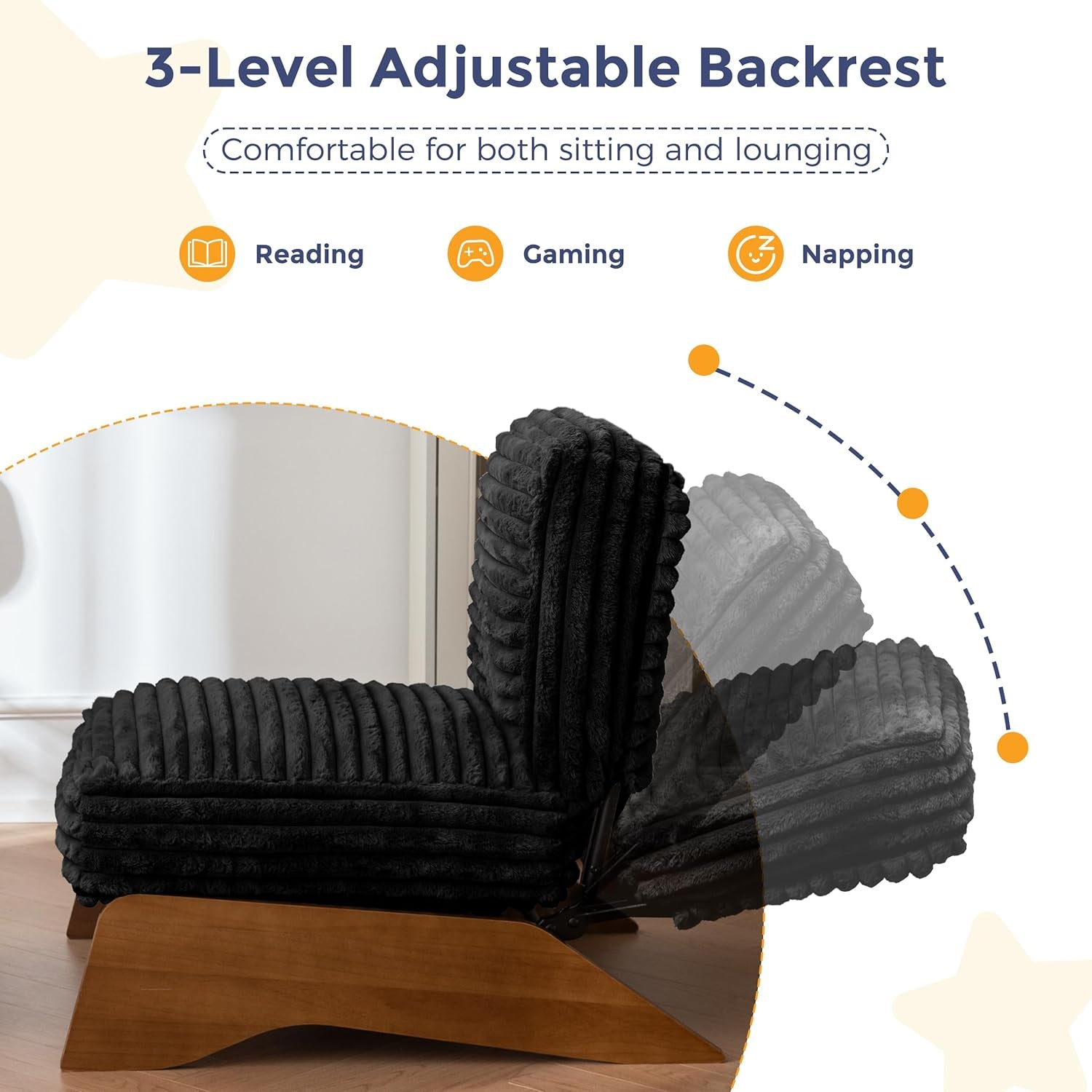 Black Adjustable Accent Chair With Ottoman Footrest