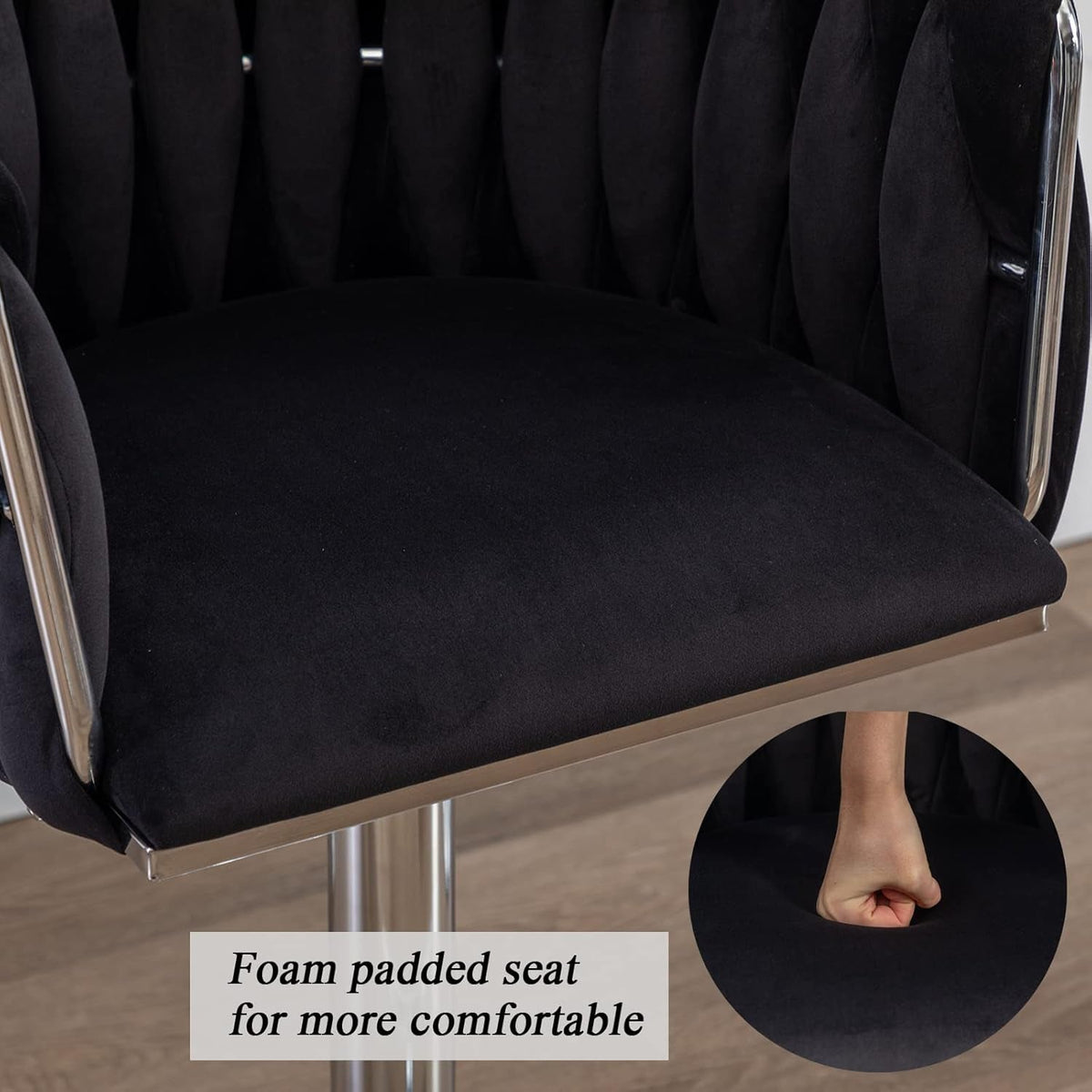 Black Adjustable Swivel Bar Stools Set Of 2 For Kitchen