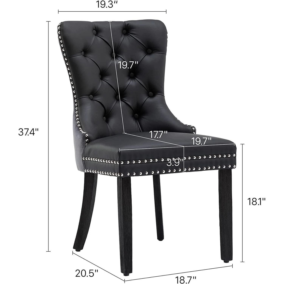 Black And Dark Grey Velvet Dining Chairs Set Of 6 With Nailhead Trim Pull Ring