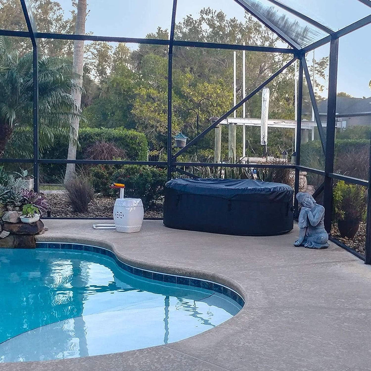 Black And White Inflatable Hot Tub 145 Gallon Jetted