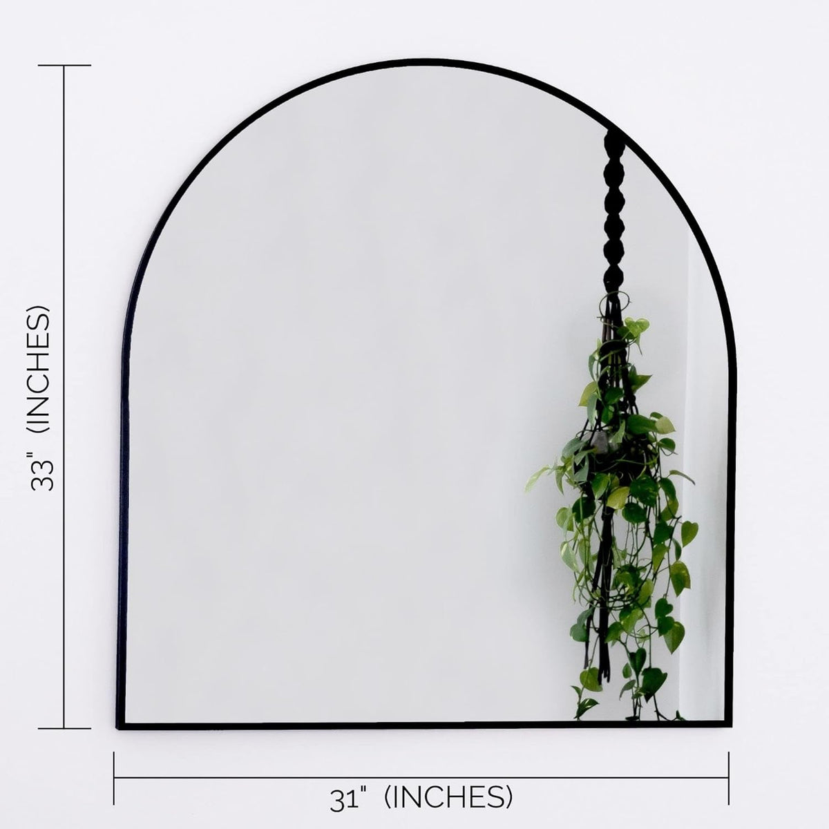 Black Arched Mirror 33x31 In Wall Mount Entryway Decor
