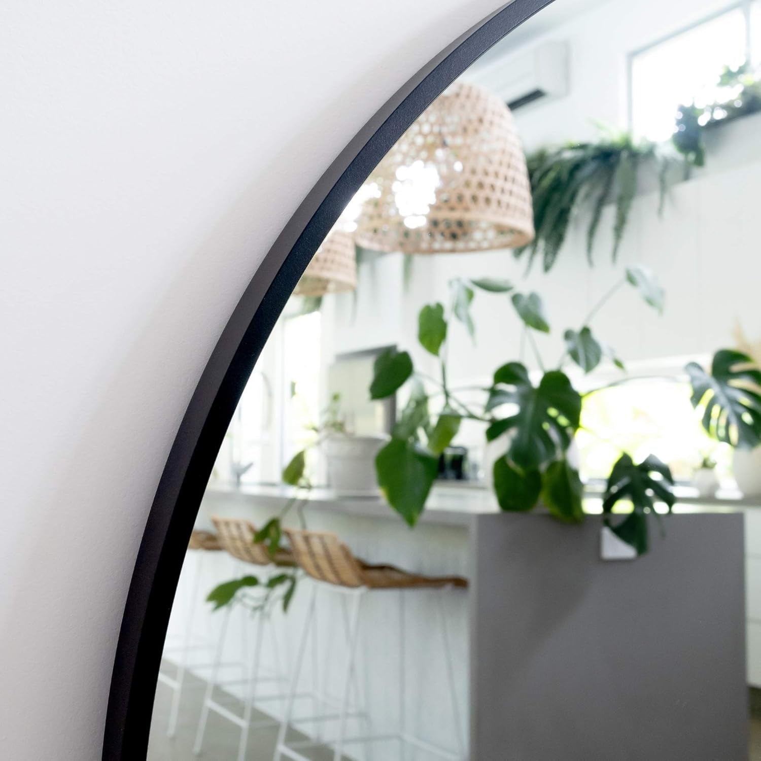 Black Arched Mirror 33x31 In Wall Mount Entryway Decor
