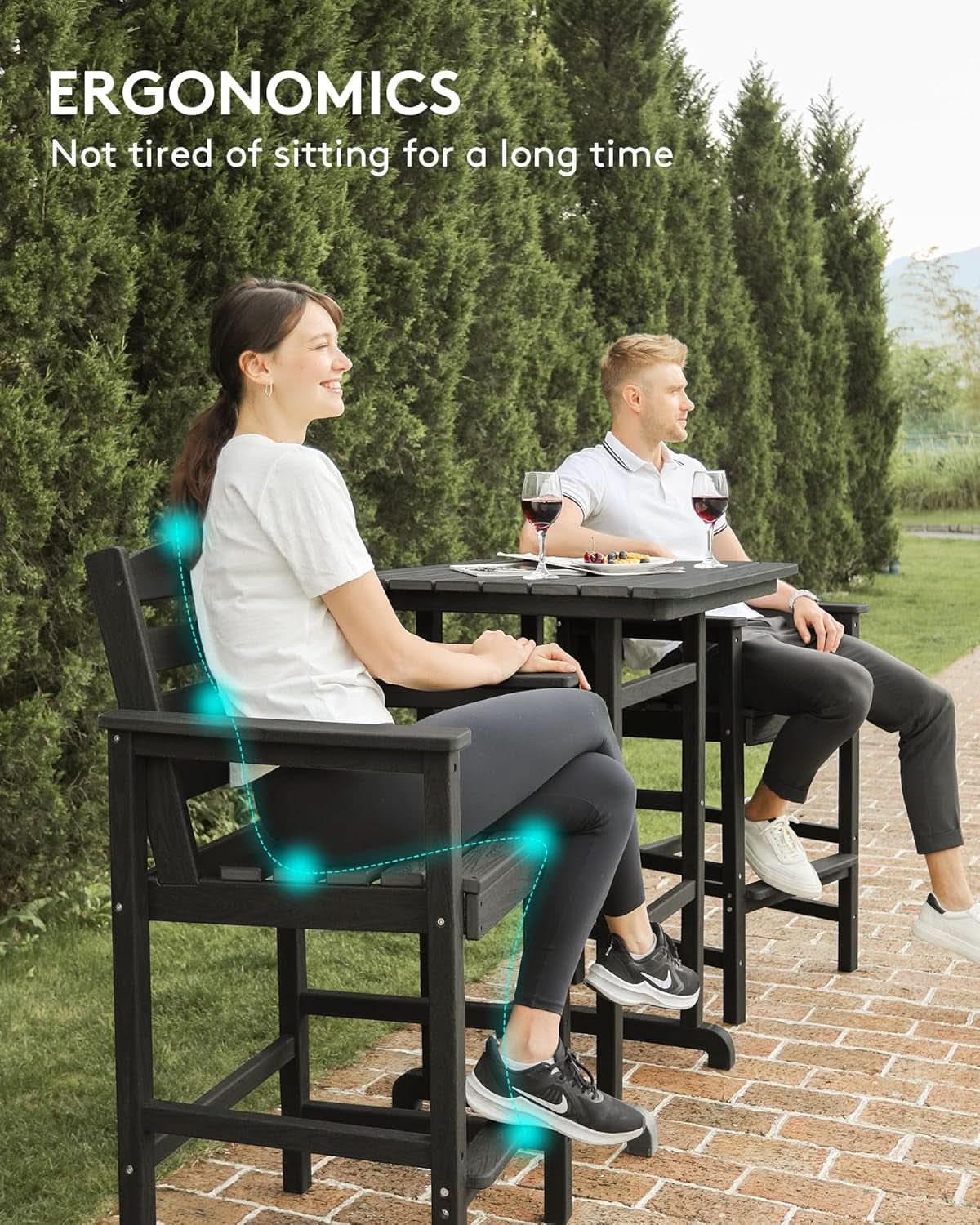 Black Balcony Adirondack Bar Chair Set With Table 3 Piece