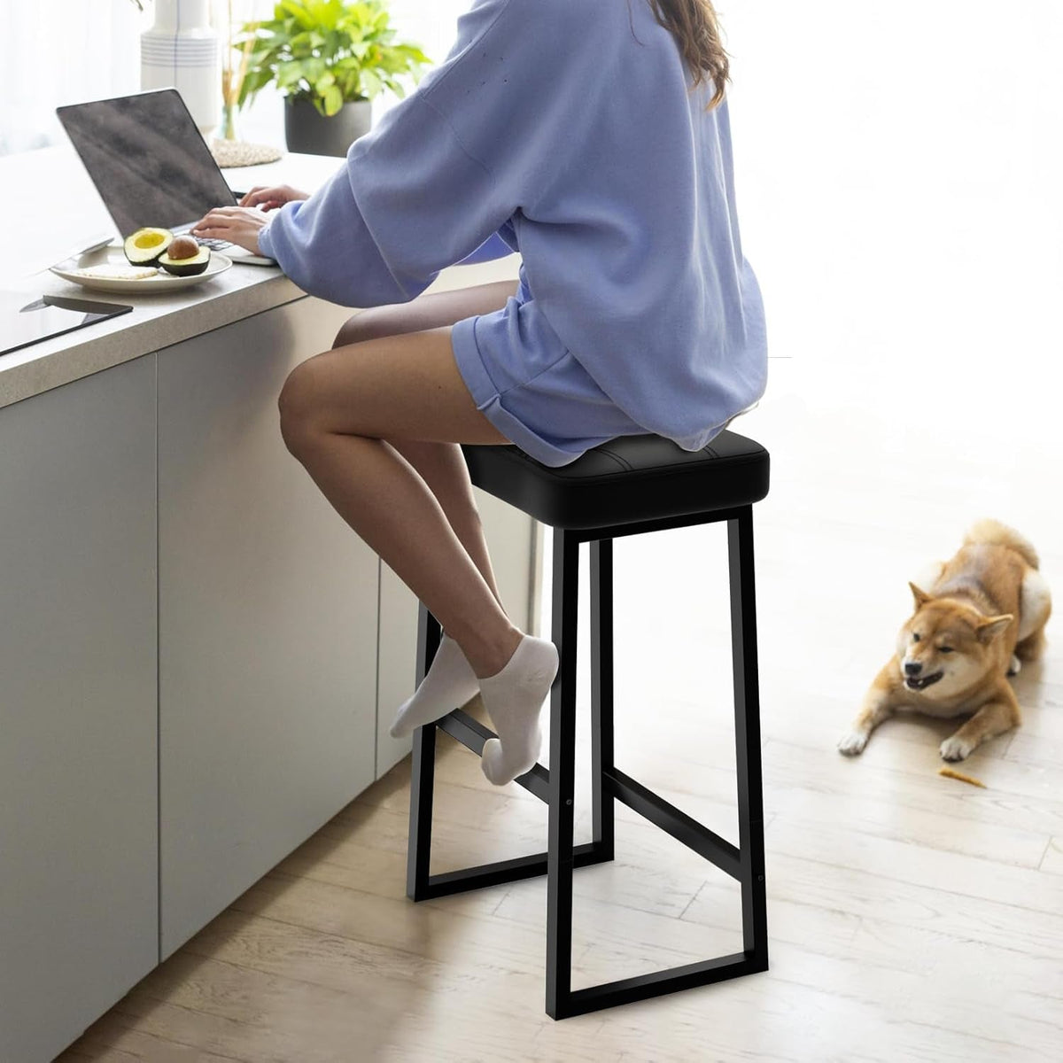 Black Bar Stool 26 Inch Counter Height Modern Kitchen Island Chair