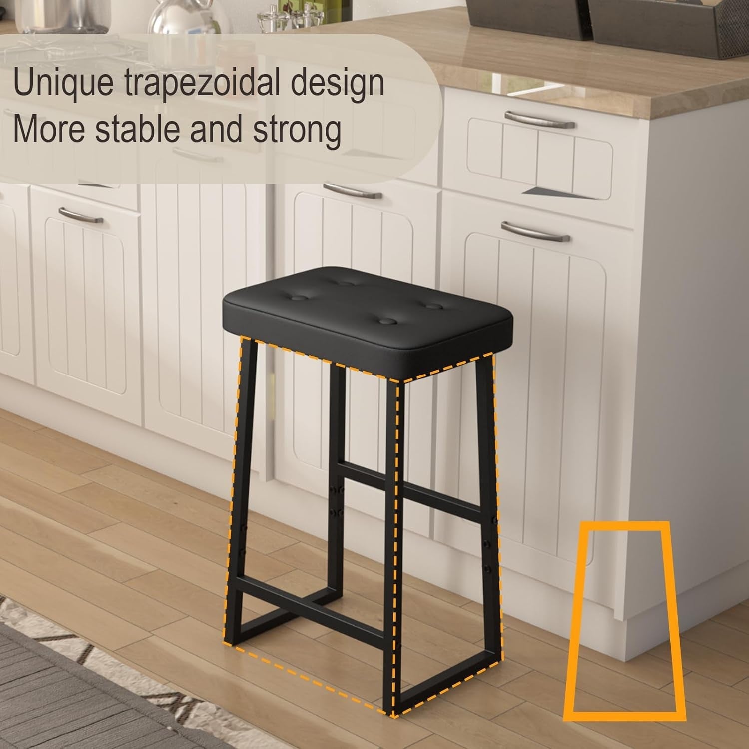 Black Bar Stool 26 Inch Counter Height Modern Kitchen Island Chair