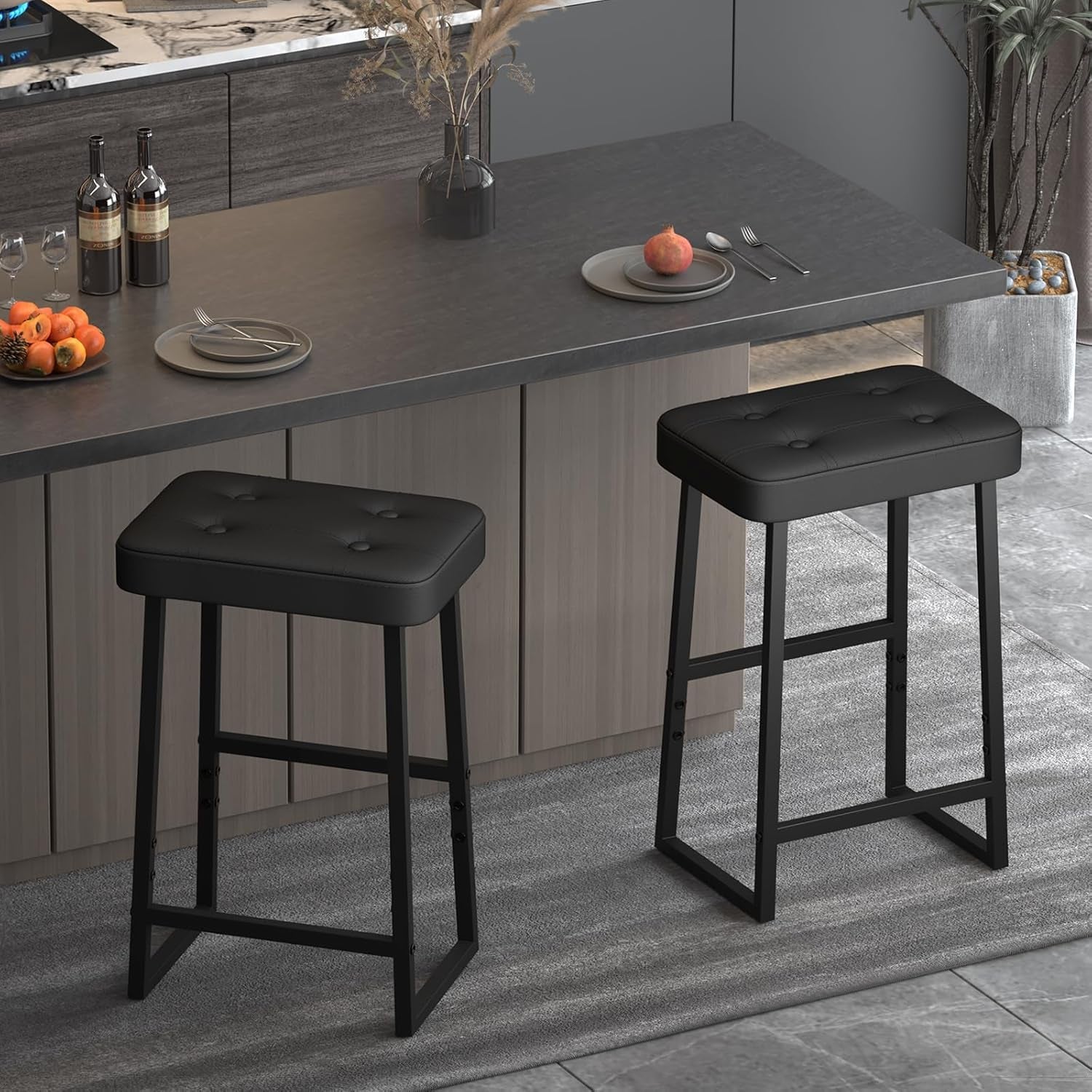 Black Bar Stool 26 Inch Counter Height Modern Kitchen Island Chair