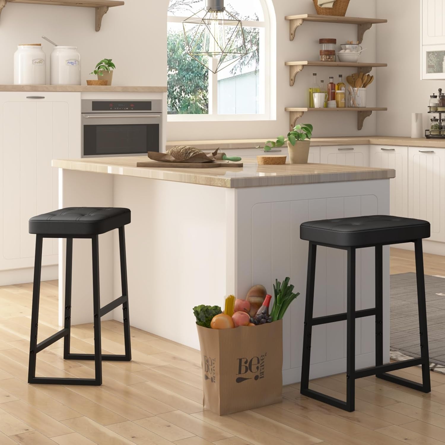 Black Bar Stool 26 Inch Counter Height Modern Kitchen Island Chair