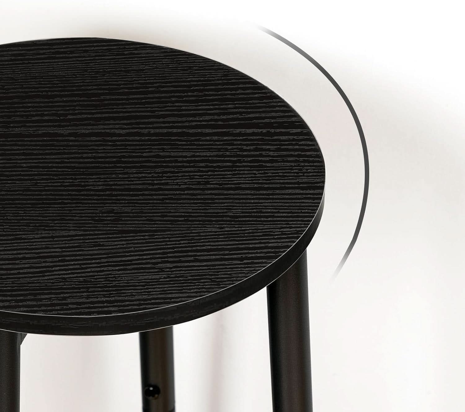 Black Bar Stool Set of 2 Counter Height With Footrest