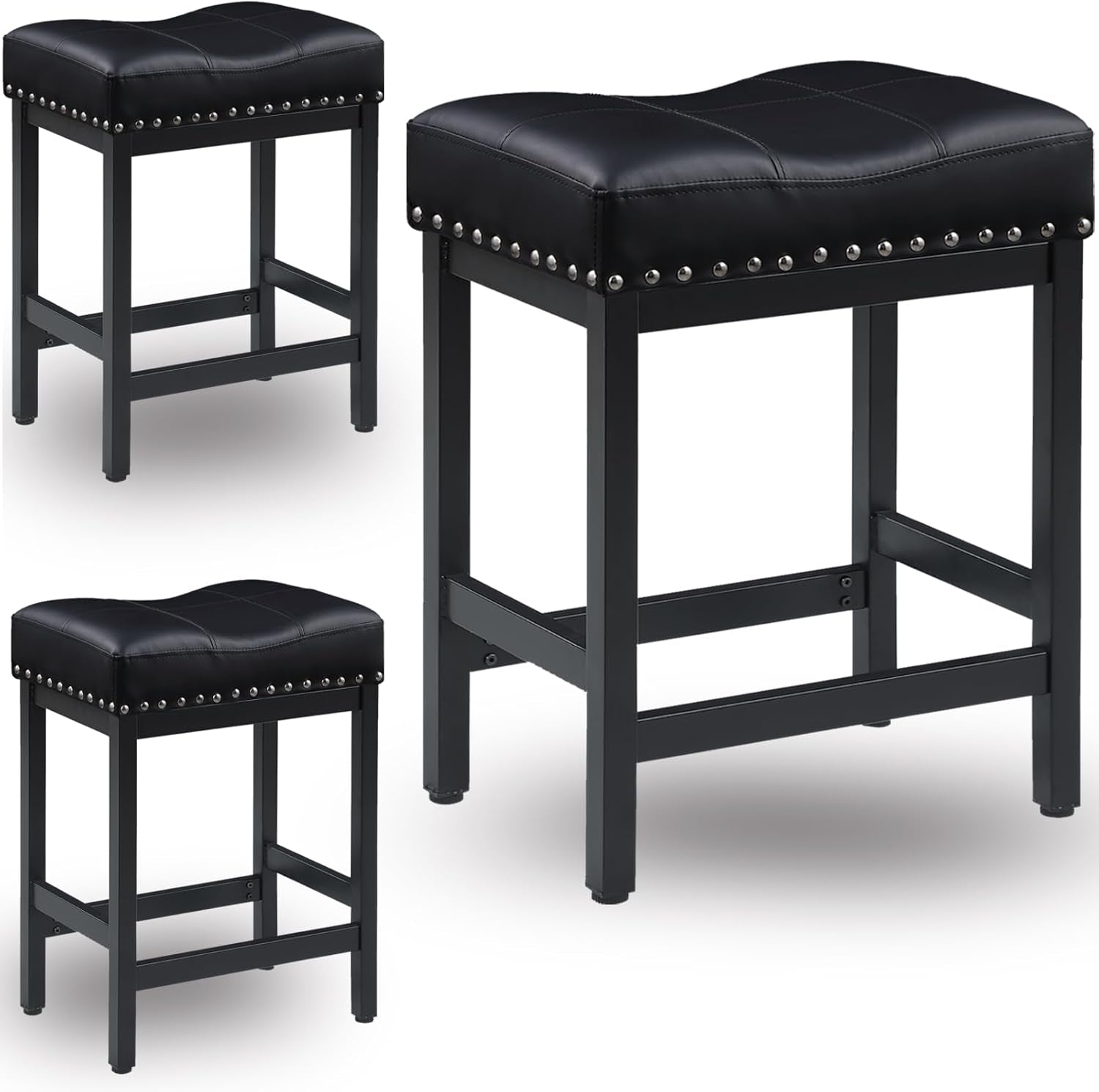 Black Bar Stools Set of Two for Kitchen Use