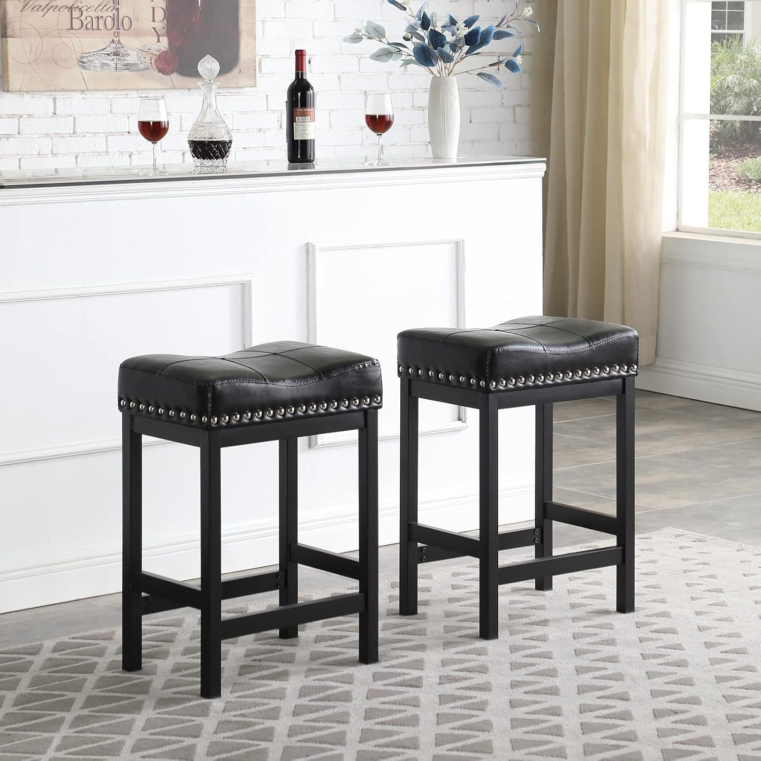 Black Bar Stools Set of Two for Kitchen Use