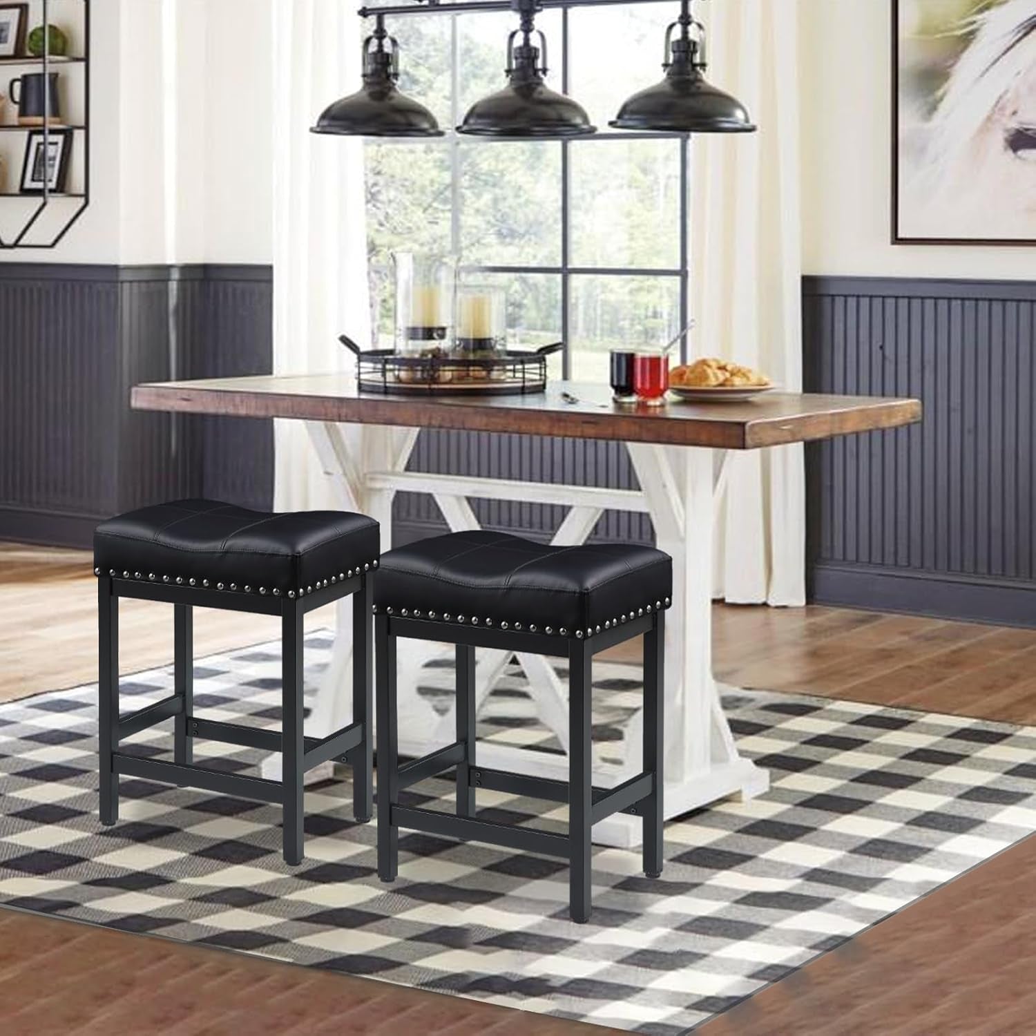 Black Bar Stools Set of Two for Kitchen Use