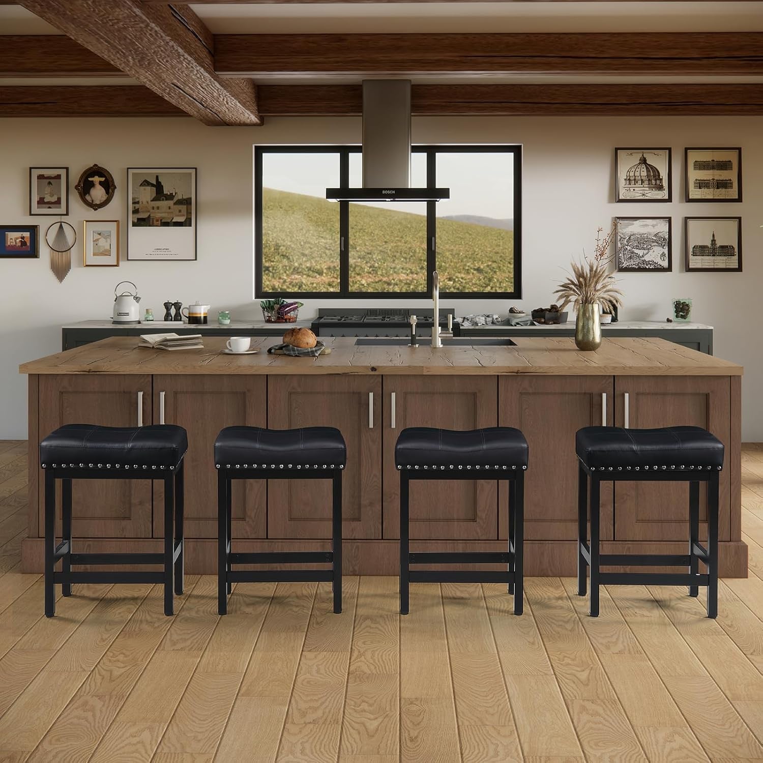 Black Bar Stools Set of Two for Kitchen Use