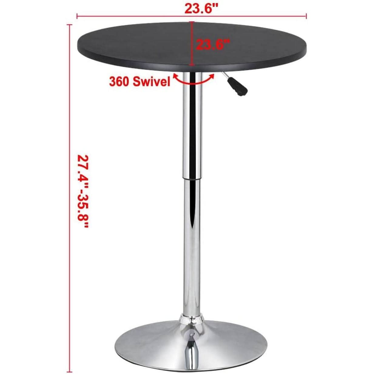 Black Bar Table With 360 Degree Swivel MDF Top Round