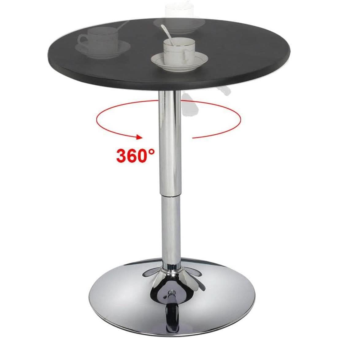 Black Bar Table With 360 Degree Swivel MDF Top Round