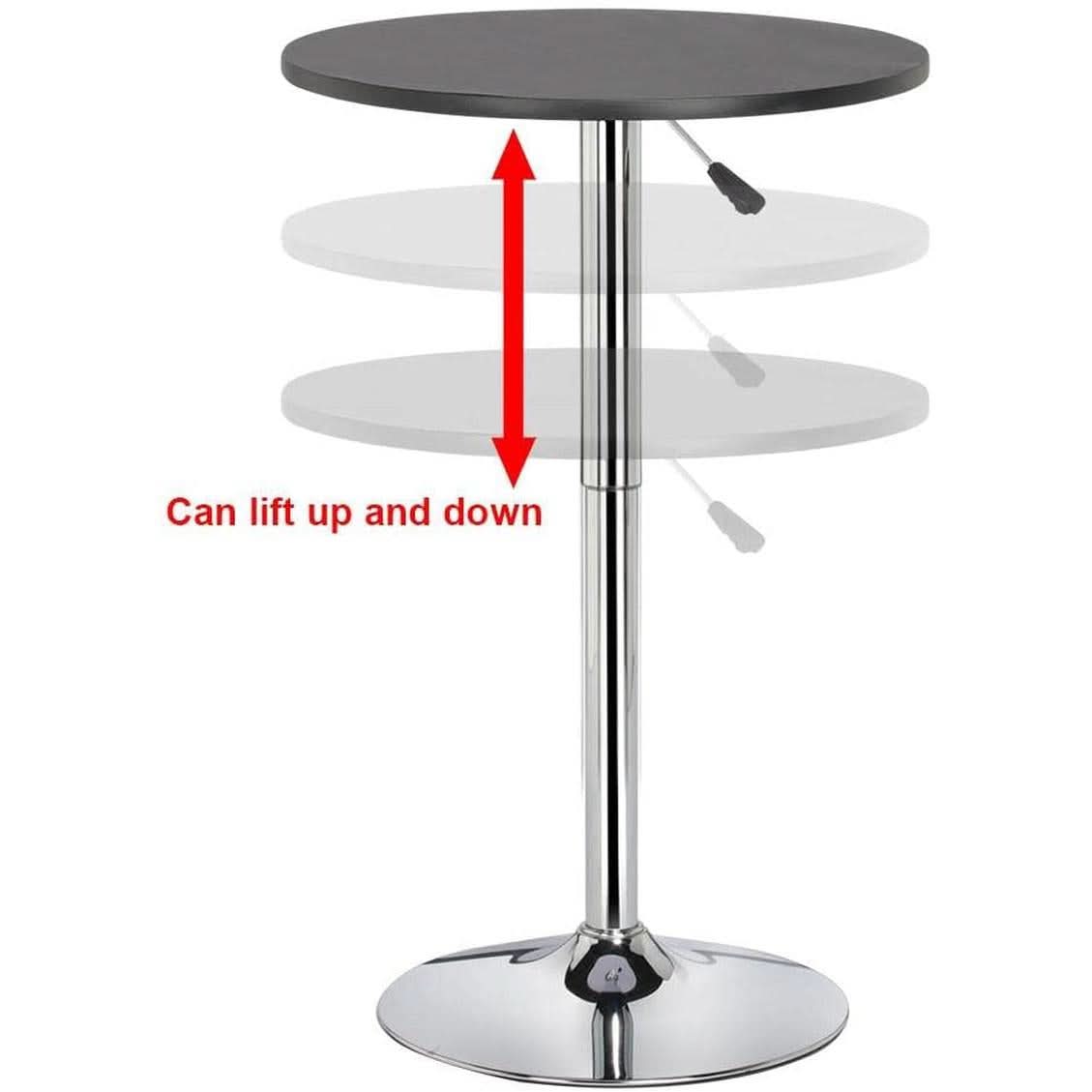 Black Bar Table With 360 Degree Swivel MDF Top Round