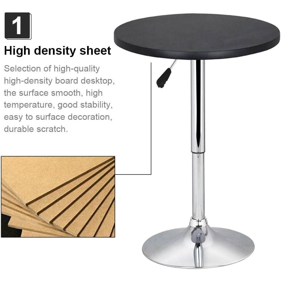 Black Bar Table With 360 Degree Swivel MDF Top Round