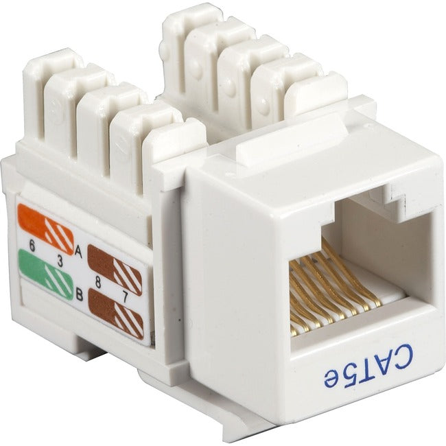 Black Box CAT5e Value Line Keystone Jack, White, 10-Pack CAT5EJ-WH-10PAK