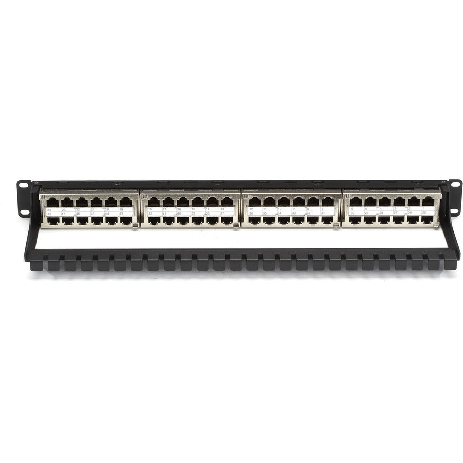 Black Box CAT6 Patch Panel - Feed-Through, High-Density, 1U, Shielded, 48-Port JPM816A-HD