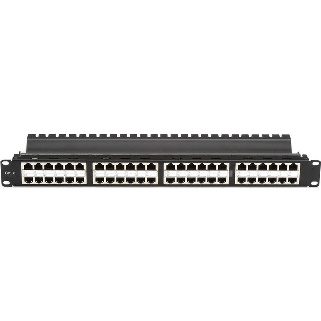 Black Box CAT6 Patch Panel - Feed-Through, High-Density, 1U, Shielded, 48-Port JPM816A-HD