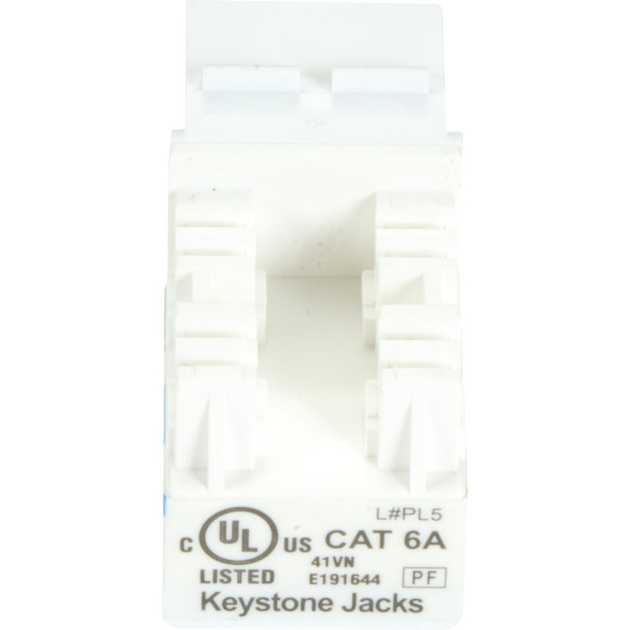 Black Box GigaTrue 2 CAT6A Keystone Jack - Unshielded, RJ45, White, 25-Pack C6AJA70-WH-R2-25PAK