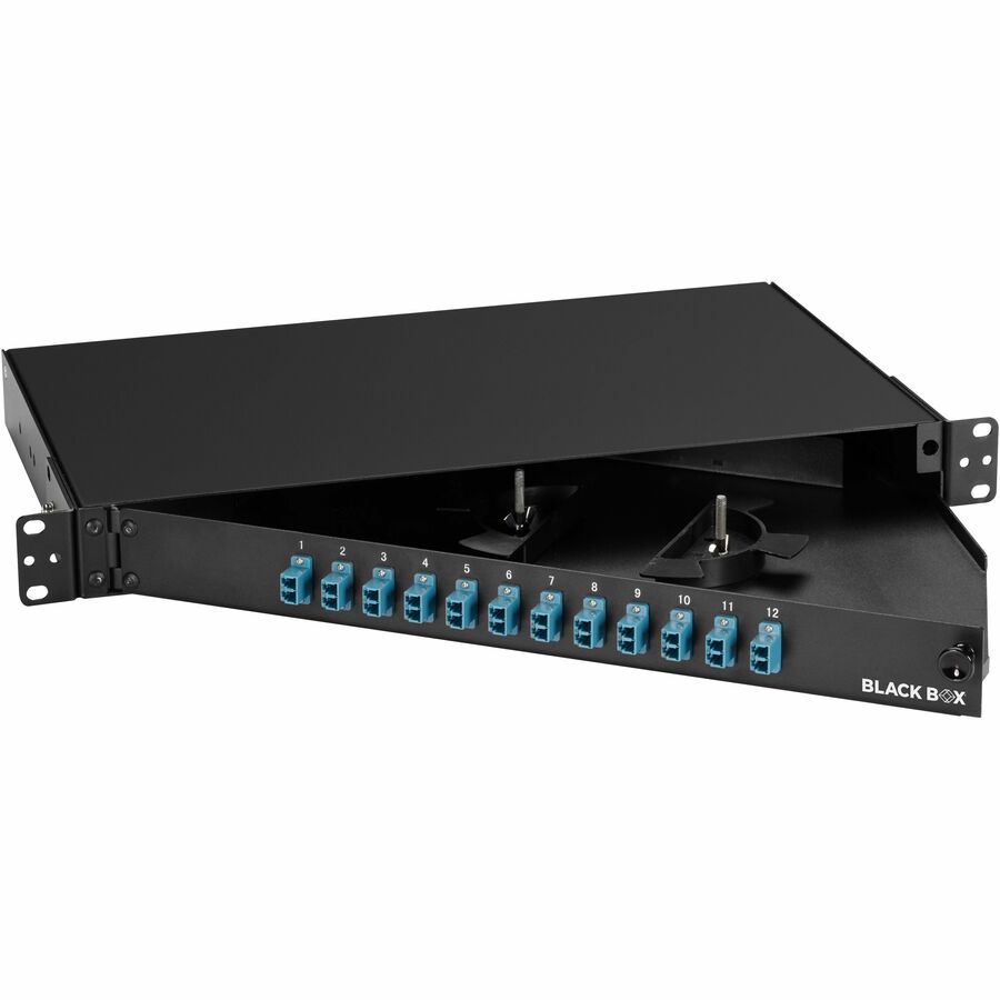 Black Box Rackmount Duplex Fiber Enclosure - 1U, Preloaded - 12 Port(s) - 12 x Duplex -