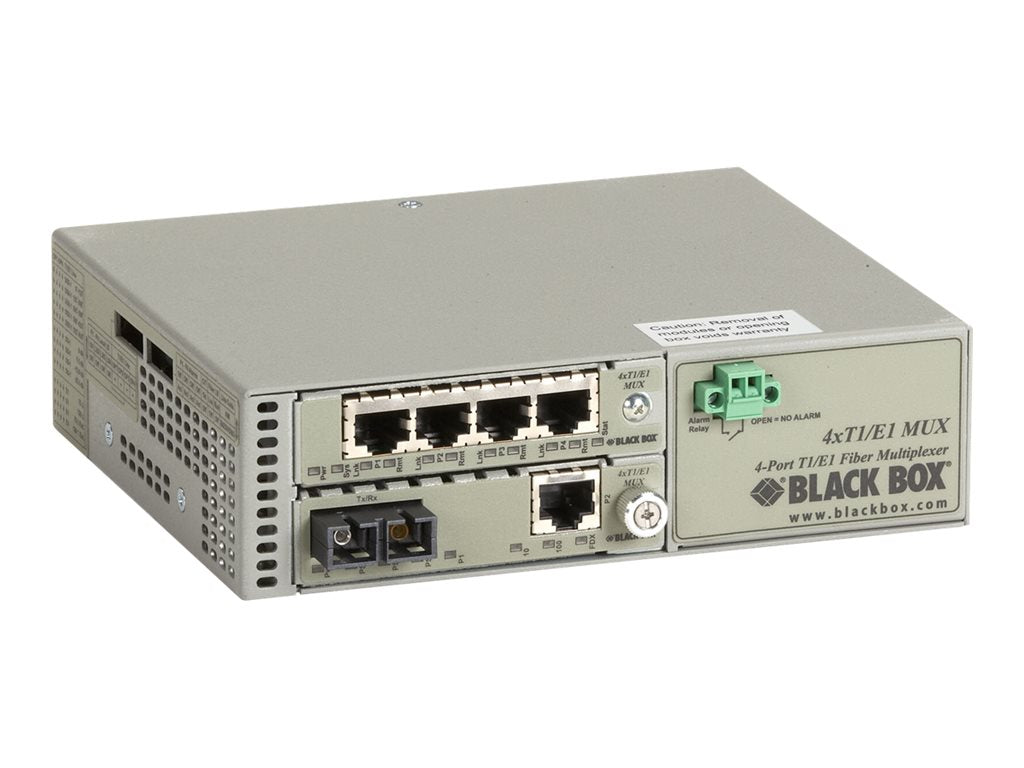 Black Box T1/E1 to Fiber Mux with LAN Connector - Multiplexor - 4 ports - external - T-1/E-1