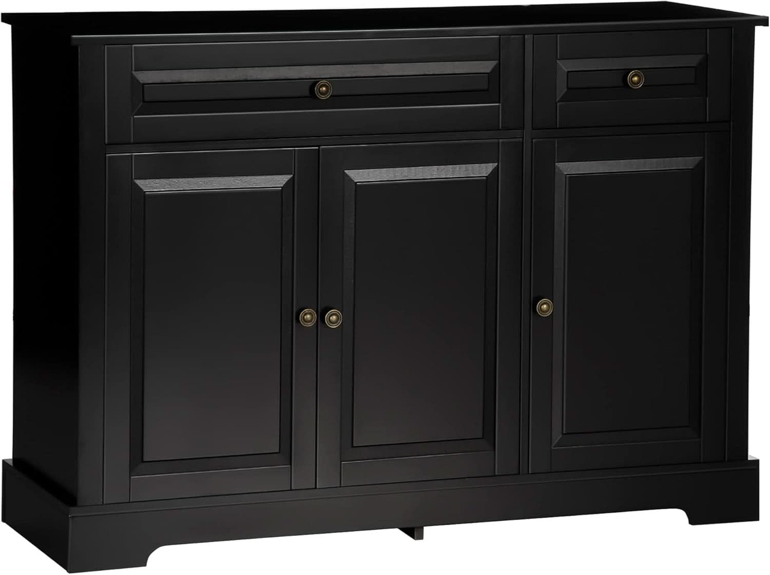 Black Buffet Cabinet With Drawers And Adjustable Shelves