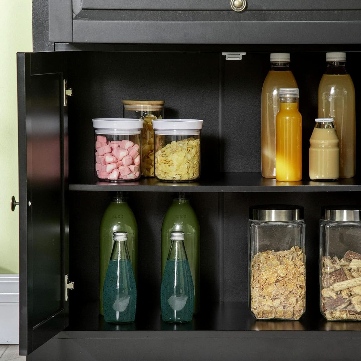 Black Buffet Cabinet With Drawers And Adjustable Shelves