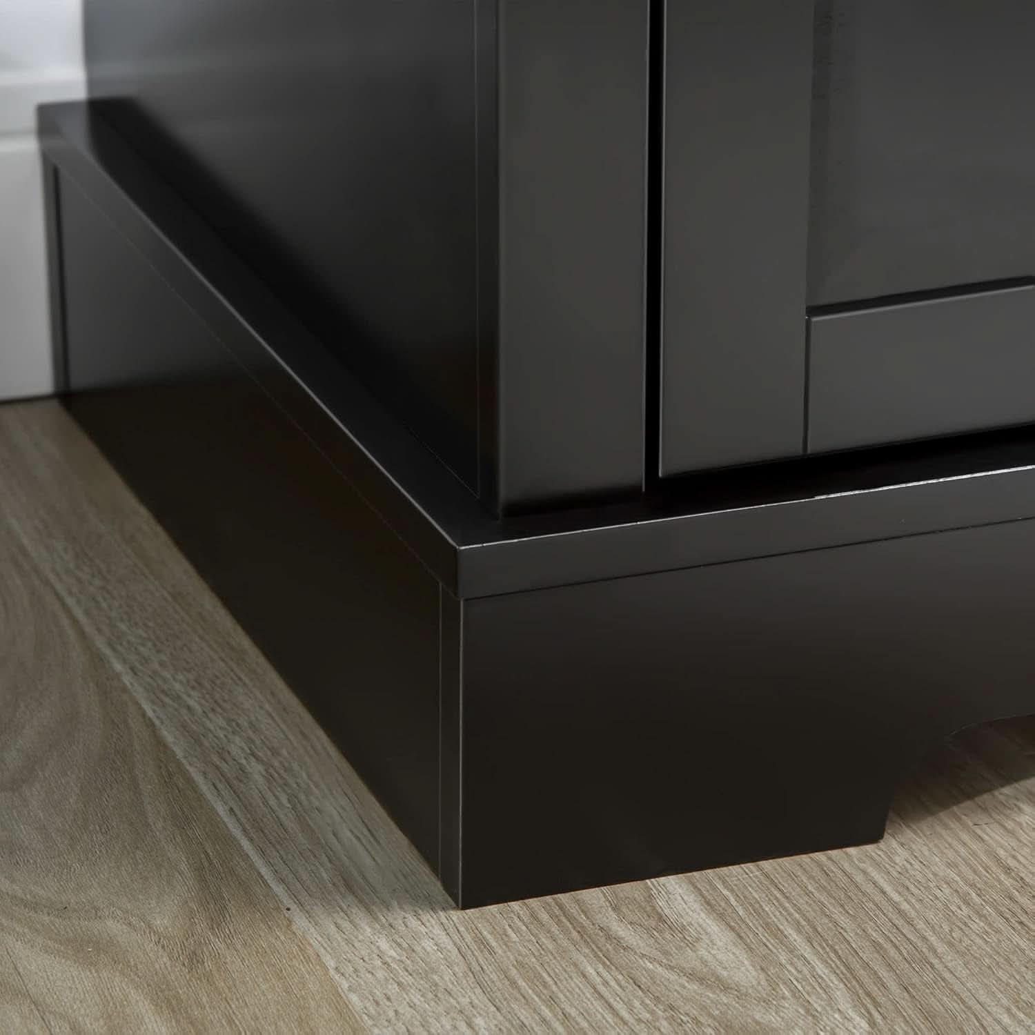 Black Buffet Cabinet With Drawers And Adjustable Shelves