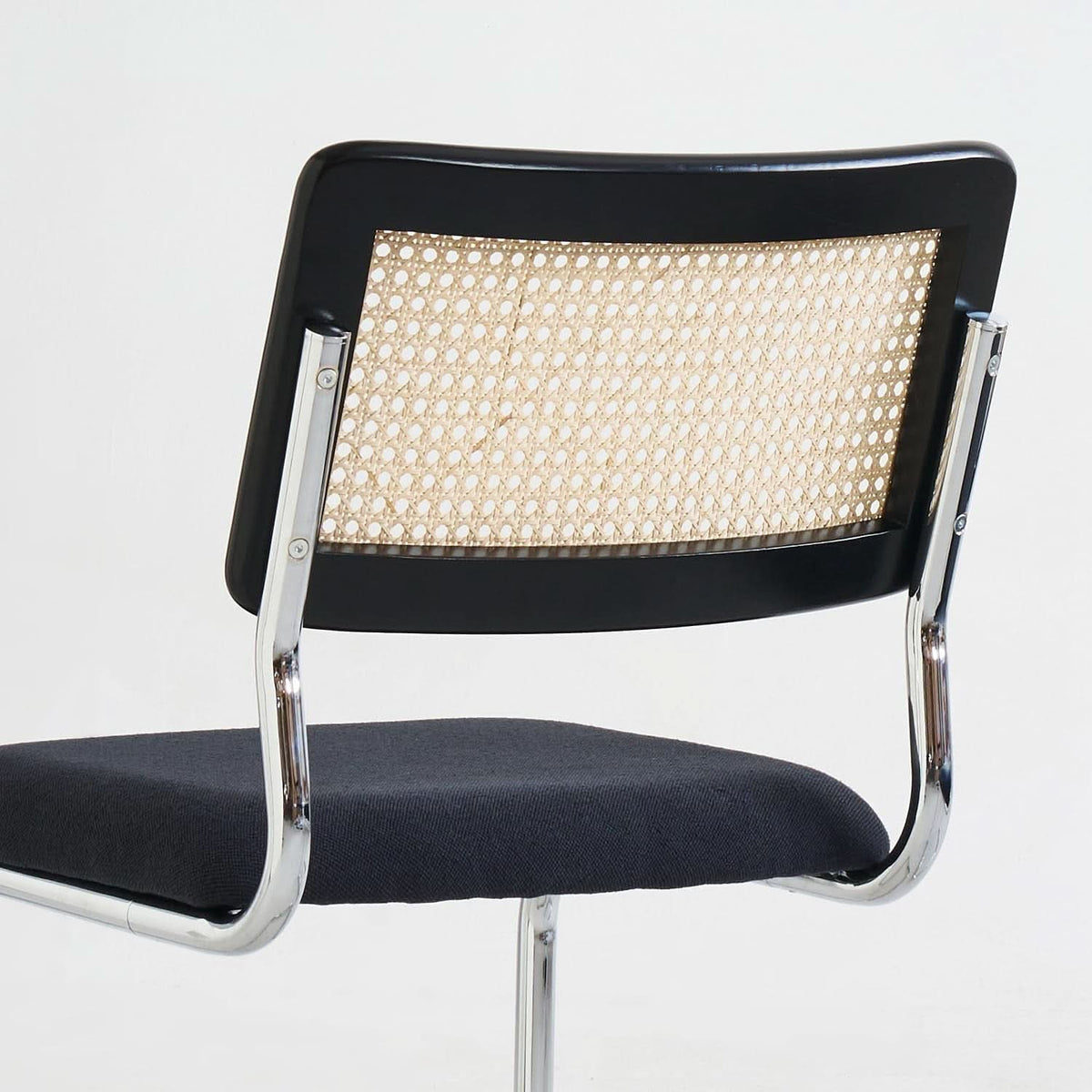 Black Chrome Rattan Midcentury Cesca Dining Chairs