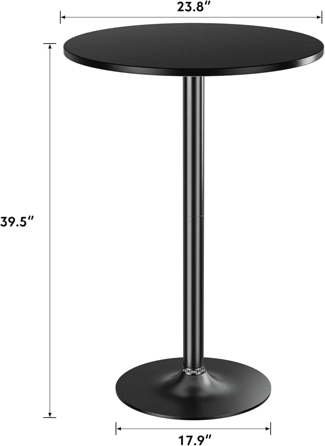 Black Circular Bar Table Water proof Coated Metal Base