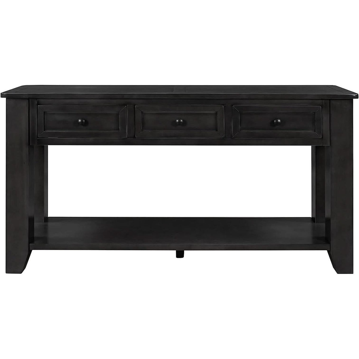 Black Console Table 55In Wide With 3 Drawers And Shelf