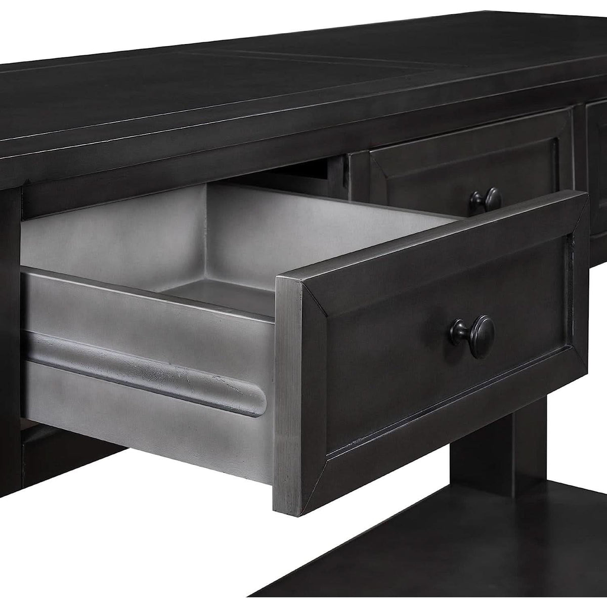 Black Console Table 55In Wide With 3 Drawers And Shelf