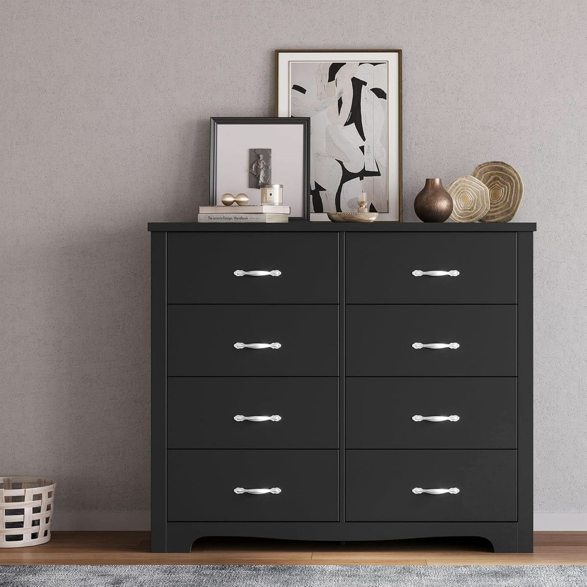 Black Contemporary Dresser With Large Deep Drawers