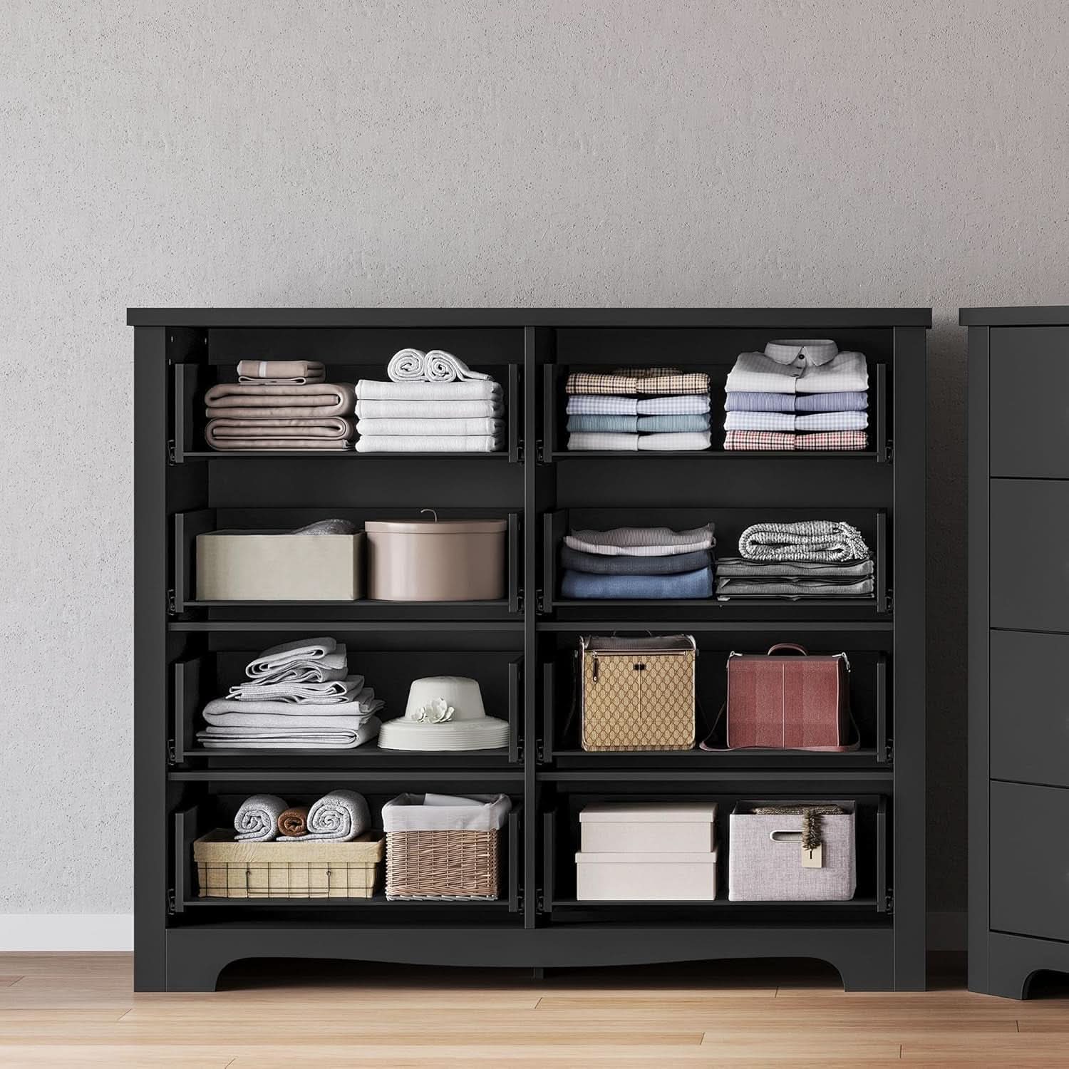 Black Contemporary Dresser With Large Deep Drawers