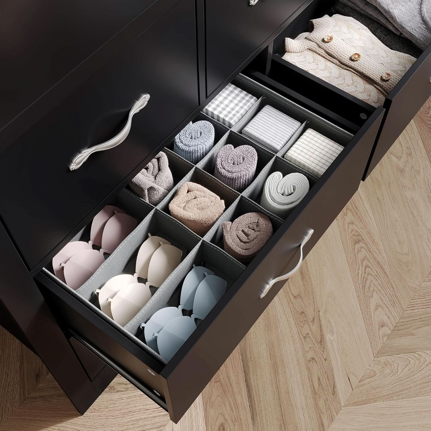 Black Contemporary Dresser With Large Deep Drawers
