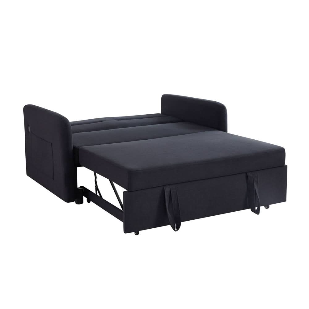 Black Convertible Loveseat With Pull Out Bed For Small Spaces