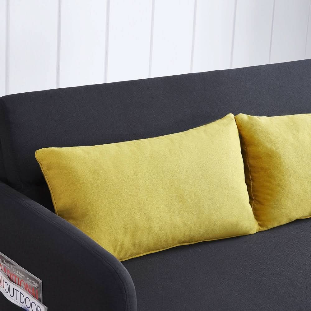 Black Convertible Loveseat With Pull Out Bed For Small Spaces