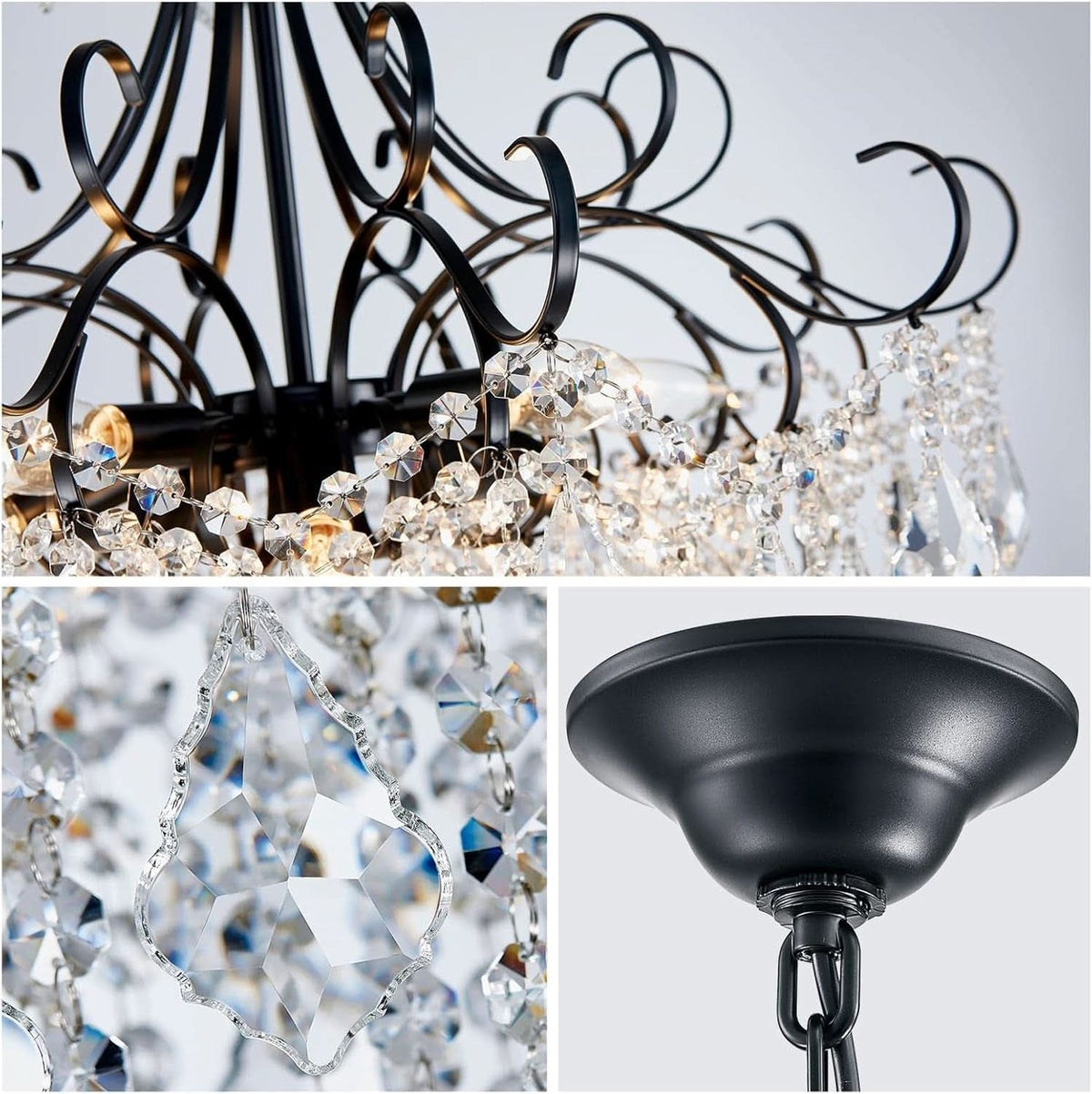 Black Crystal Chandelier 10 Light Pendant Ceiling Fixture